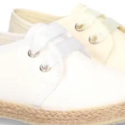 Blucher niño tipo Alpargata lona seda CEREMONIA cordones lazo.