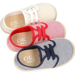 Blucher peques tipo Alpargata lona rayas.