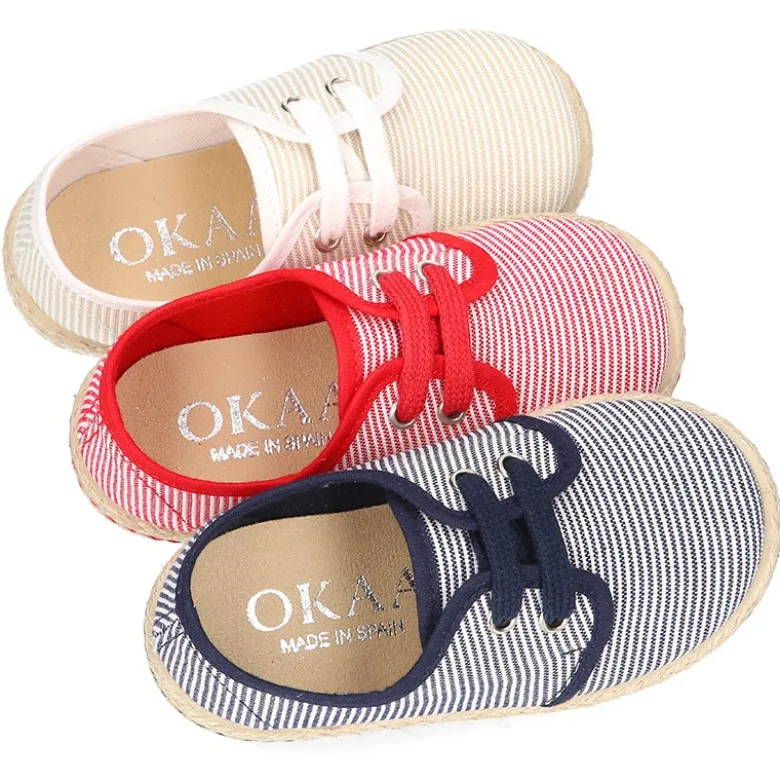 Blucher peques tipo Alpargata lona rayas.