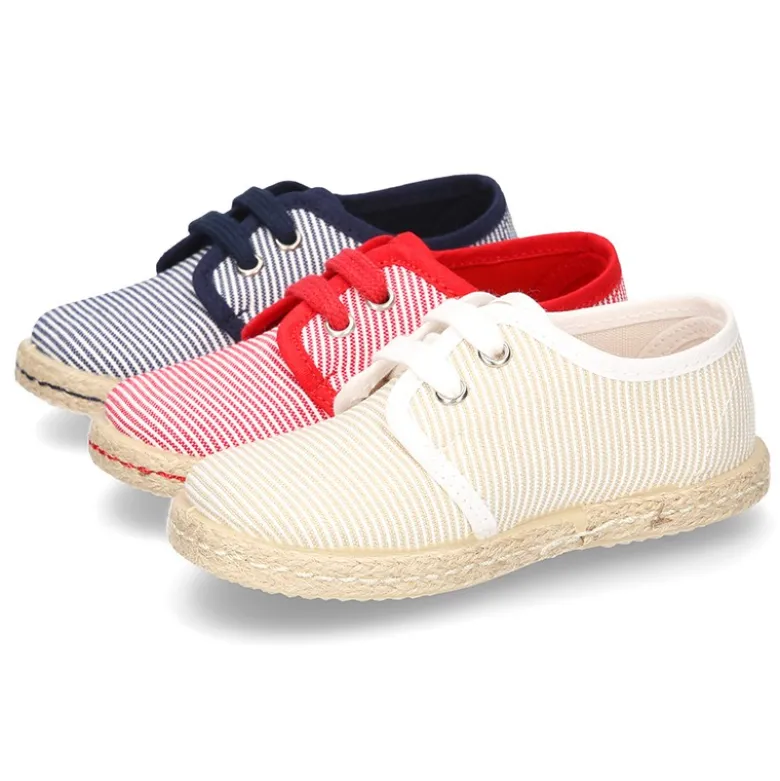 Blucher peques tipo Alpargata lona rayas.