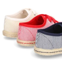 Blucher peques tipo Alpargata lona rayas.
