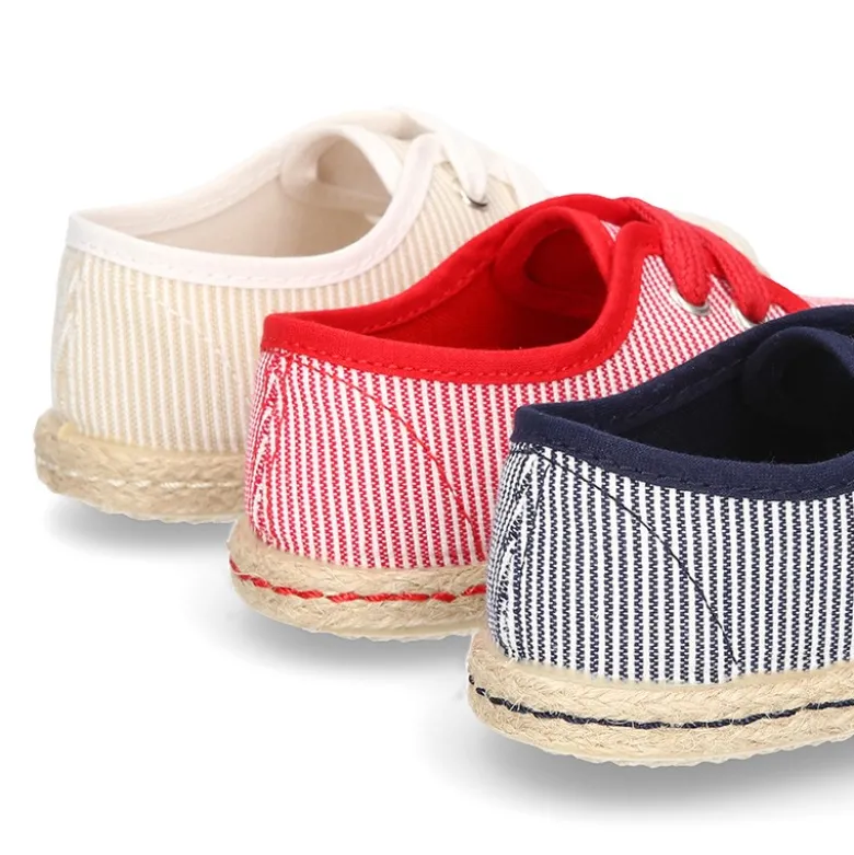 Blucher peques tipo Alpargata lona rayas.