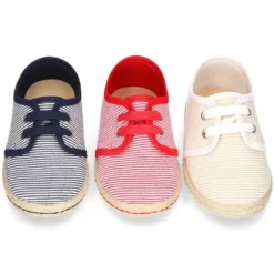 Blucher peques tipo Alpargata lona rayas.