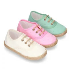 Blucher tipo alpargata en lona ALGODÓN PLUMETI en colores pasteles.