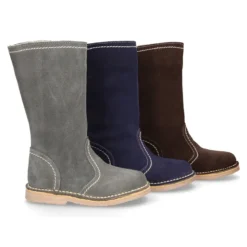 Bota alta niños tipo campera con cremallera en serraje.