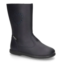 Bota caña alta con corazón y cremallera en piel lavable.