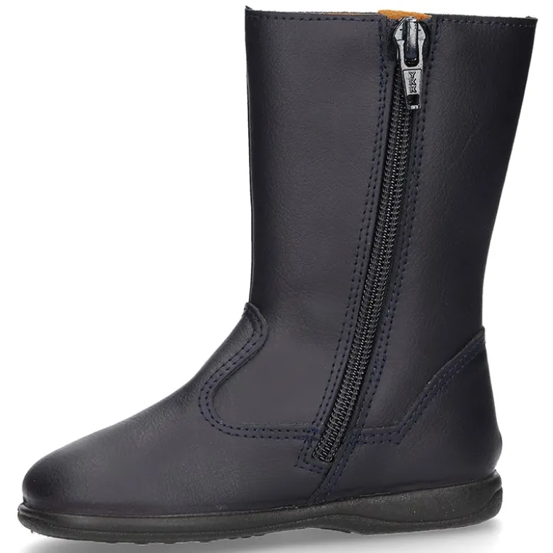 Bota caña alta con corazón y cremallera en piel lavable.