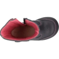 Bota caña alta con MARIPOSA, cremallera y puntera reforzada en piel lavable.