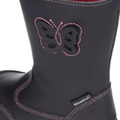 Bota caña alta con MARIPOSA, cremallera y puntera reforzada en piel lavable.