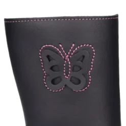 Bota caña alta con MARIPOSA, cremallera y puntera reforzada en piel lavable.