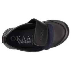 Bota colegial niño OKAA sin cordones y puntera reforzada en piel lavable.