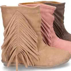 Bota con FLECOS laterales en piel serraje.