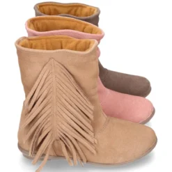 Bota con FLECOS laterales en piel serraje.