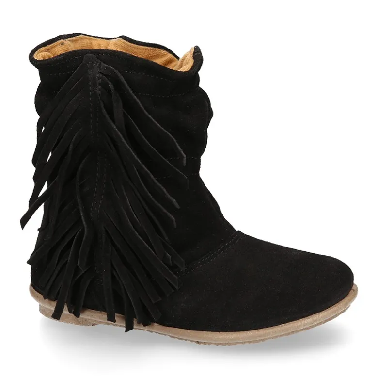 Bota con FLECOS laterales en piel serraje.