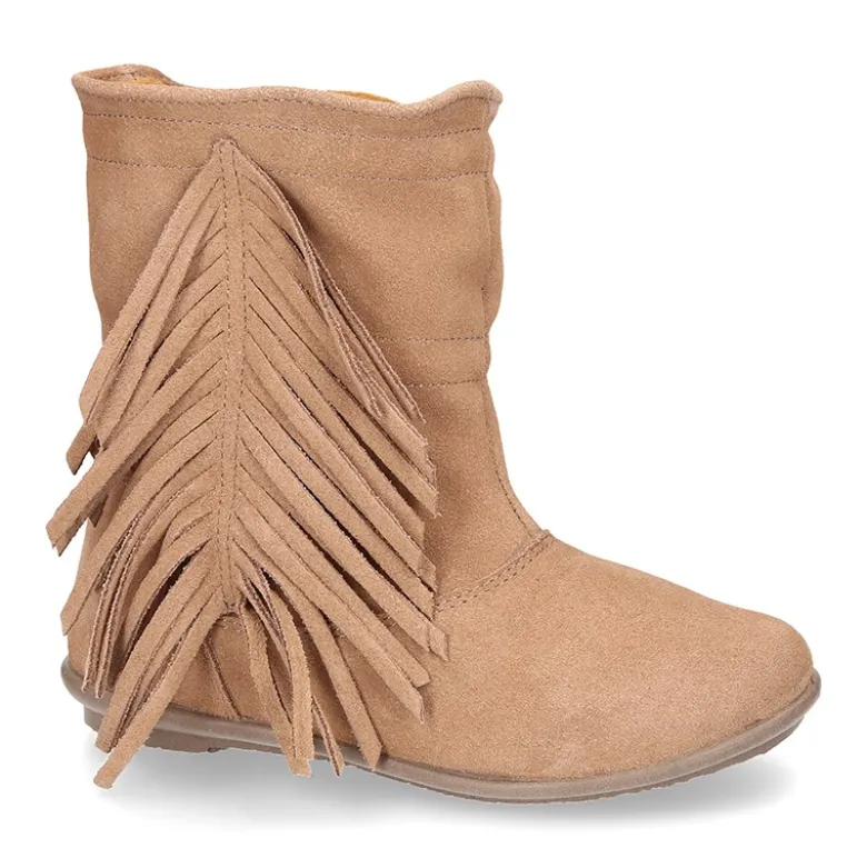 Bota con FLECOS laterales en piel serraje.