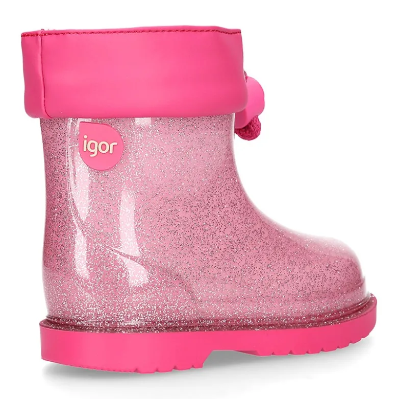 Bota de agua niñas BIMBI GLITTER con cuello ajustable.