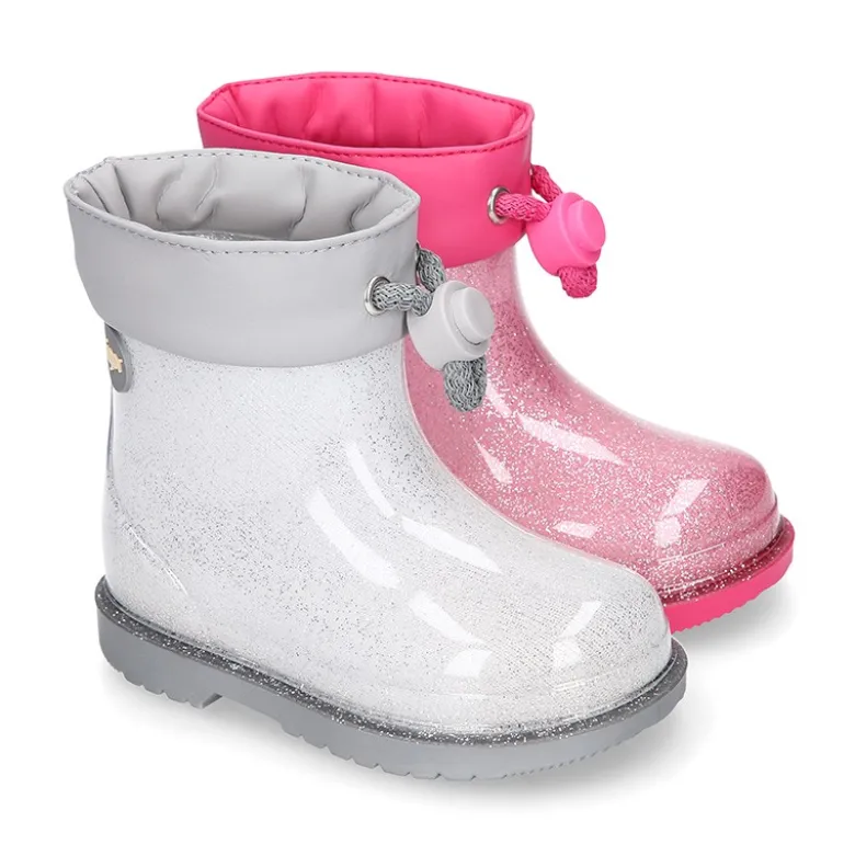Bota de agua niñas BIMBI GLITTER con cuello ajustable.