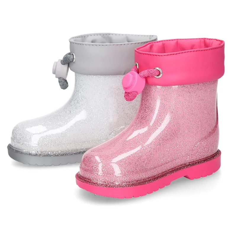 Bota de agua niñas BIMBI GLITTER con cuello ajustable.