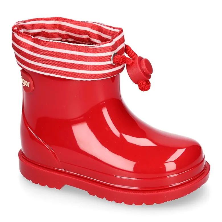 Bota de agua niños BIMBI NAVY con cuello a rayas.