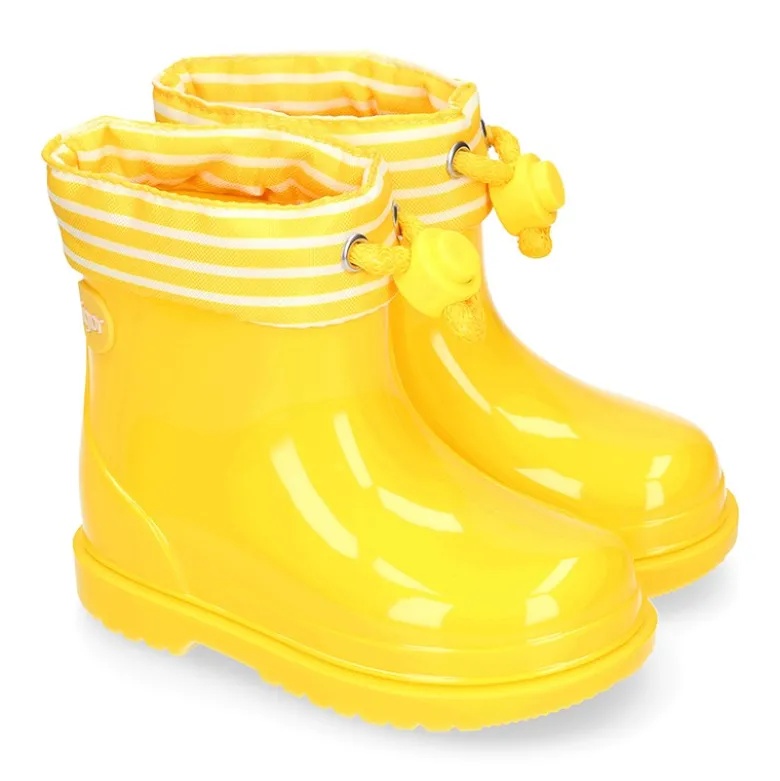 Bota de agua niños BIMBI NAVY con cuello a rayas.