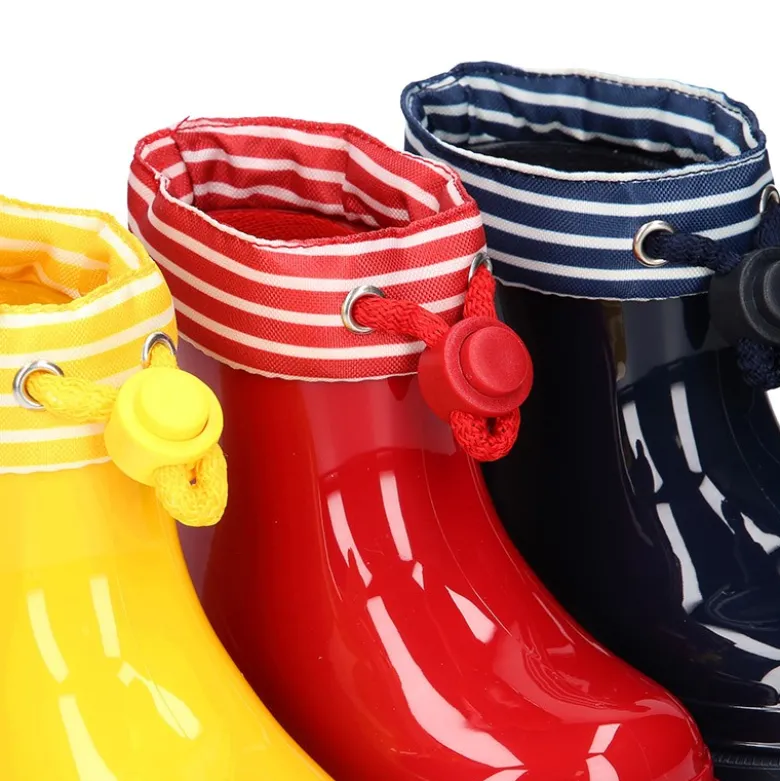 Bota de agua niños BIMBI NAVY con cuello a rayas.