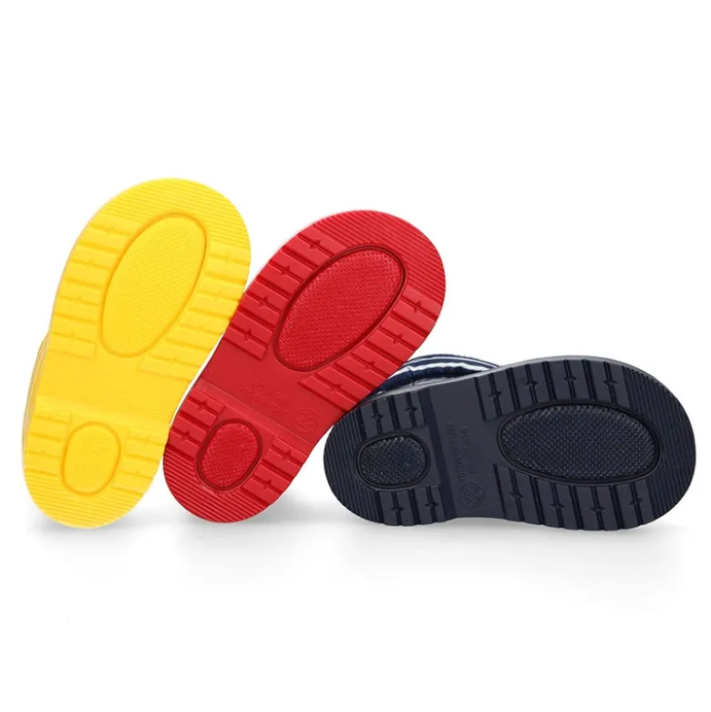 Bota de agua niños BIMBI NAVY con cuello a rayas.