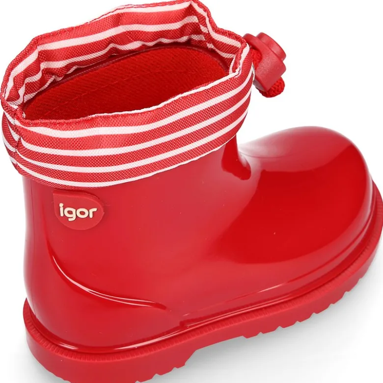 Bota de agua niños BIMBI NAVY con cuello a rayas.