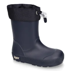 Bota de agua niños modelo respetuoso de Igor en azul marino y con cuello ajustable.