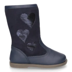 Bota en piel combinada con CORAZONES.