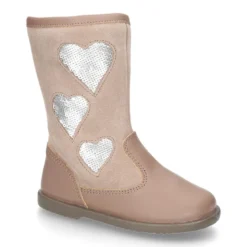 Bota en piel combinada con CORAZONES.