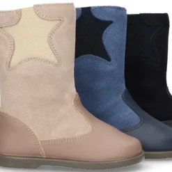 Bota en piel combinada con elástico ESTRELLA.