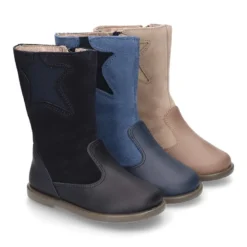 Bota en piel combinada con elástico ESTRELLA.