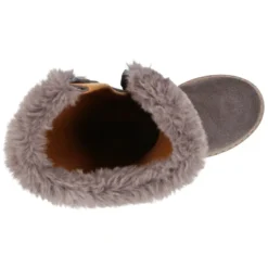 Bota niña con cuello de PELO y suela gruesa en piel serraje.