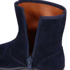 Bota niña con lazo en piel serraje en azul marino.