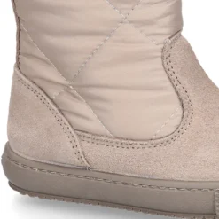 Bota niña cuello de pelo en piel serraje con Nylon.