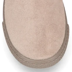 Bota niña cuello de pelo en piel serraje con Nylon.
