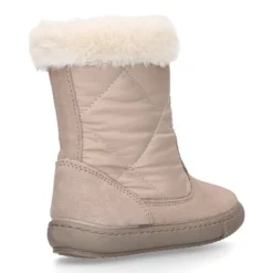 Bota niña cuello de pelo en piel serraje con Nylon.
