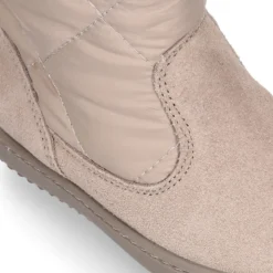 Bota niña cuello de pelo en piel serraje con Nylon.
