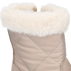 Bota niña cuello de pelo en piel serraje con Nylon.