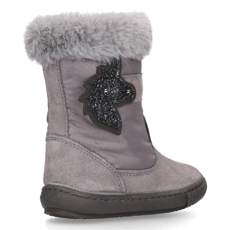 Bota niña UNICORNIO en piel serraje con Nylon.