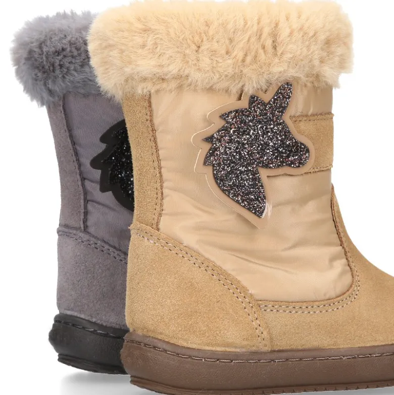 Bota niña UNICORNIO en piel serraje con Nylon.