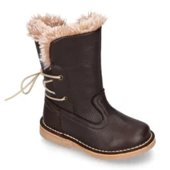 Bota niños con cremallera, cordones y forro de pelo en piel NAPA SUAVE