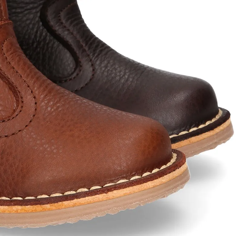 Bota niños con cremallera, cordones y forro de pelo en piel NAPA SUAVE