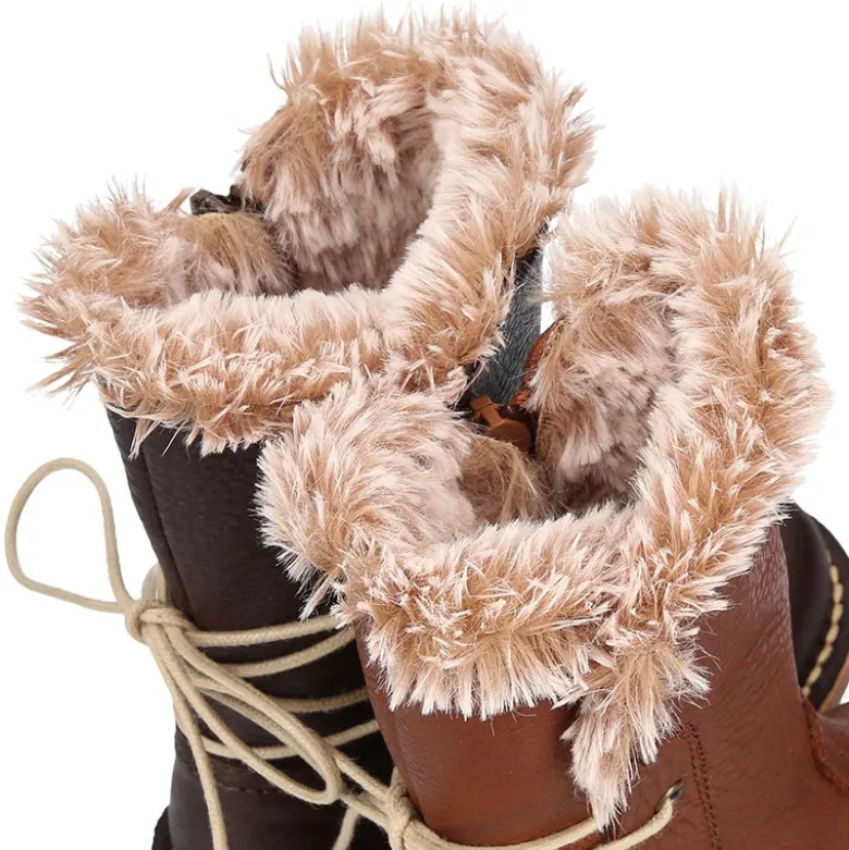 Bota niños con cremallera, cordones y forro de pelo en piel NAPA SUAVE