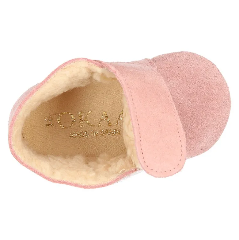 Bota Safari bebé sin cordones en piel serraje con forro Borreguillo.