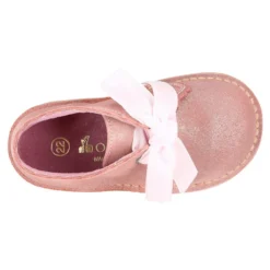 Bota Safari niña con cordones de TERCIOPELO y ondas en piel con brillos.