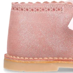 Bota Safari niña con cordones de TERCIOPELO y ondas en piel con brillos.