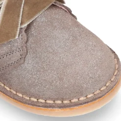 Bota Safari niña con cordones de TERCIOPELO y ondas en piel con brillos.