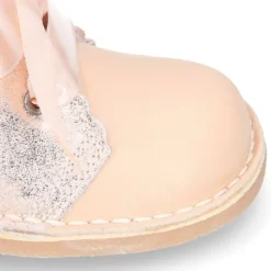 Bota Safari niñas con cordones seda y ondas en piel combinada.