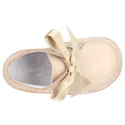 Bota Safari niñas con cordones seda y ondas en piel combinada.